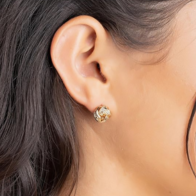Luxus 18K Gold miteinander verwobener Knotenohrringe - Klassiker & Elegantes strukturiertes Design für zeitlose Raffinesse