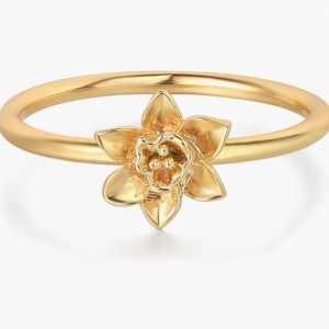 Exquisites 18K Gold-Plattiert 925 Sterling Silber Blumenring mit zartem blühender Blütendesign - elegante und leichte Natur-Inspirierter Schmuck für Frauen
