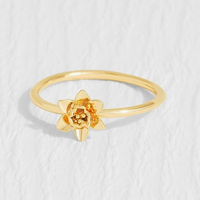 Exquisites 18K Gold-Plattiert 925 Sterling Silber Blumenring mit zartem blühender Blütendesign - elegante und leichte Natur-Inspirierter Schmuck für Frauen