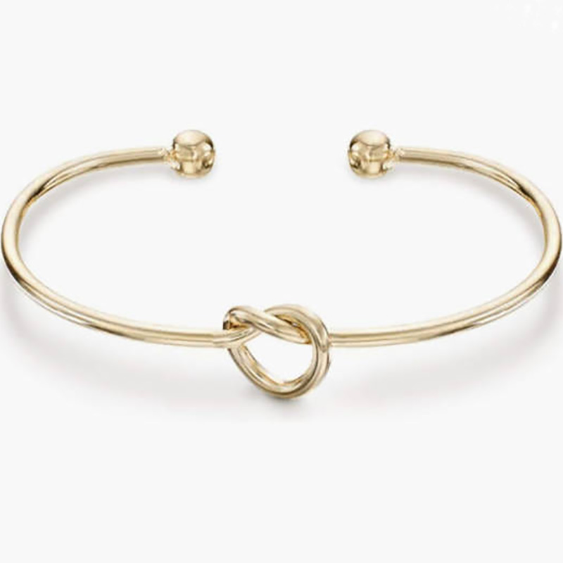 4k Gold plattiert für immer Liebesknoten Infinity Armreif Armbänder für Frauen verstellbares Goldarmband für Frauen elegantes Gold-Plattierte Offenes Manschettenarmband mit Knotengestaltung - moderner minimalistischer Schmuck für tägliche Verschleiß und besondere Anlässe