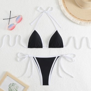2025neuer Solid - Farbe Frauen\\sexy zwei - Stück Dreieck Farbe - Bikini Bikini blockieren. Europäischer und amerikanischer Stil mit Krawatten, geeignet für Strand und Hot Spring QT25003 Preis:$79,99