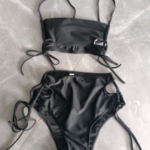 2025 Neues Außenhandel im europäischen und amerikanischen Stil zwei-Stück hoch-Tailliertes Dreieck Bikini. Mit Krawattengurten und Schnürung ist es sexy und modische Badebekleidung SY2427 Preis:$79,99