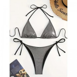 Neue 2025 Europäer und Amerikaner-Stil solide-Farbe sexy zwei-Stück Badeanzug für Frauen. Drei-Stück Beach Bikini in metallischer Farbe 8865 Preis:$79,99