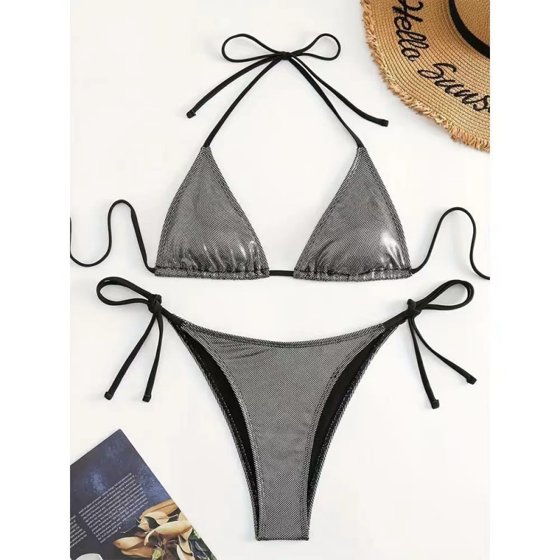 Neue 2025 Europäer und Amerikaner-Stil solide-Farbe sexy zwei-Stück Badeanzug für Frauen. Drei-Stück Beach Bikini in metallischer Farbe 8865 Preis:$79,99