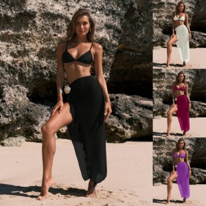2025 Neues Stil heißes Mädchen Nische Langes Kleid mit Blumenmuster Strandset, Außenhandel Solid Color Bikini Drei-Stück Set, Urlaub Badeanzug für Frauen 8891 Preis:$119,99