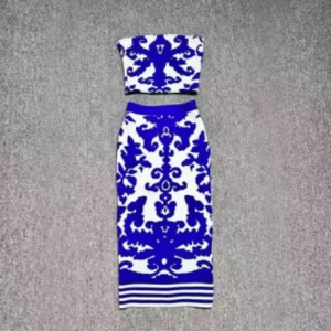 Sommer Jacquard Strick Bustier, Strick Jacquard Hip-Länge Rockset