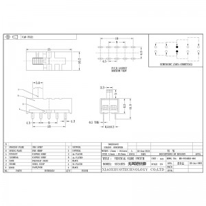 Slide -Switch SS24H25 ohne Ohren, kurze Stifte, vertikaler Zug, Hochstrom -Audioschalter, elektronischer Schalter für Home -Appliances