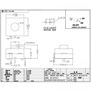 Push -Schalter HR12*12*9-2, Taschenlampenschalter, LED zwei-Pin -Strom ein- und ausgeschaltet, Taste Reset Micro Switch zurücksetzen
