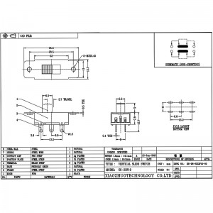 Slide Switch SS23F19, doppelt-Reihe 6-Pin drei-Positionsleitungsschalter, Autonavigation DVD -Schieberschalter